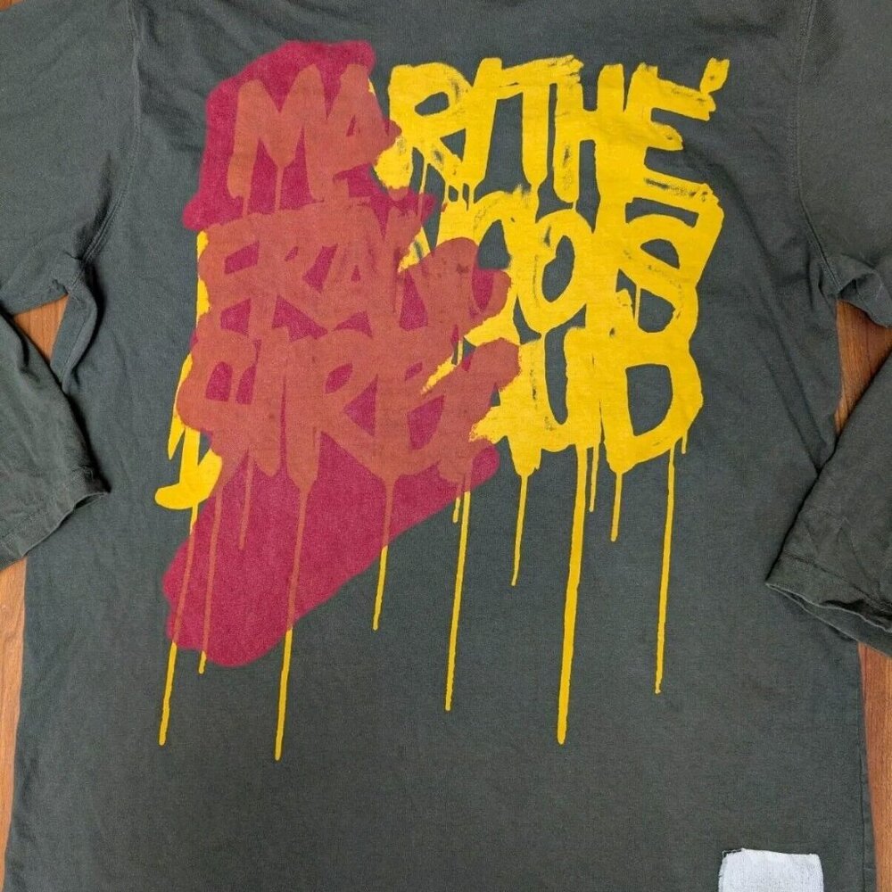 Vtg Y2K Marithe Francois Girbaud Mens 3XL Graffiti Spell Out Green Shirt Distrd